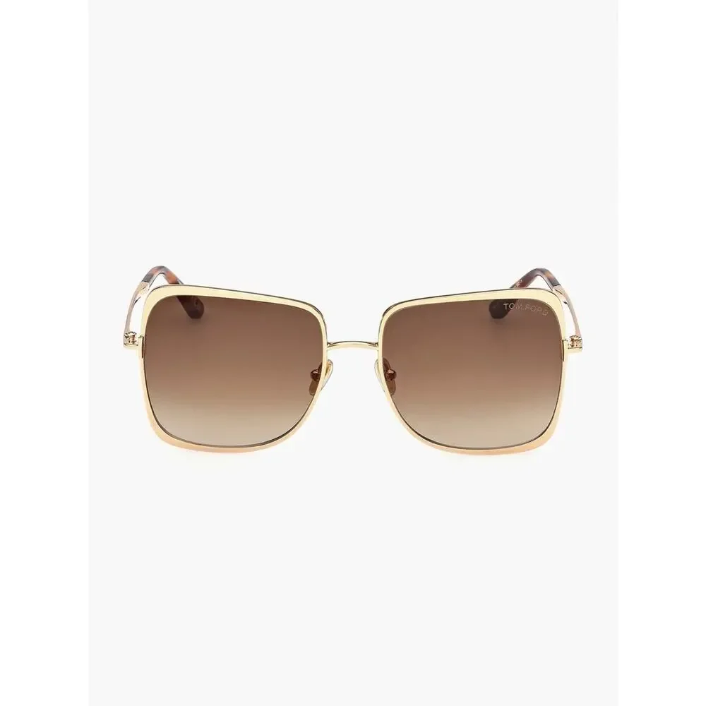 New TOM FORD FT1319 30F Gold Frame Brown Gradient Square Sunglasses Authentic